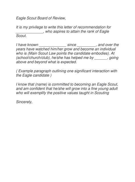 Free Printable Eagle Scout Recommendation Letter Templates [PDF]