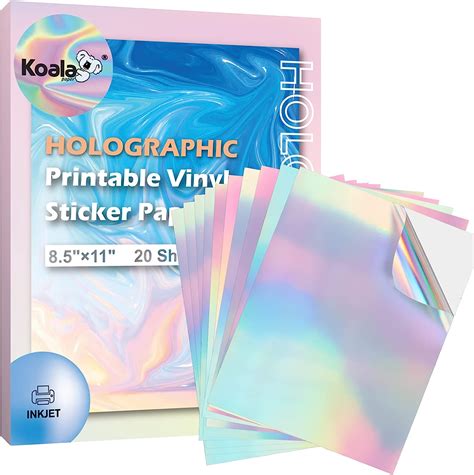 Buy Koala Holographic Sticker Paper for Inkjet Printer 20 Sheets 8.5x11 ...