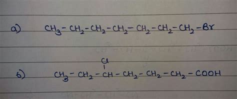Write the structural formula for following compounds a) 1-Bromoheptane ...