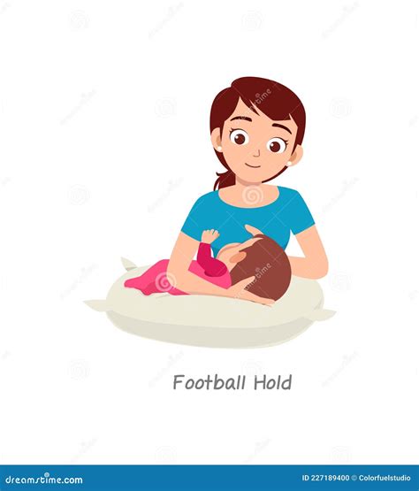 Mother Breastfeeding Baby with Pose Named Football Hold Stock Vector ...