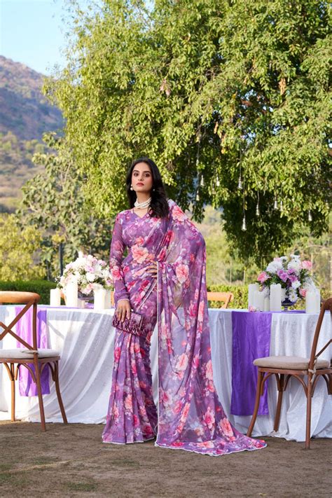 Onion Refined Beauty Weightless Marble Printed Saree with Pe