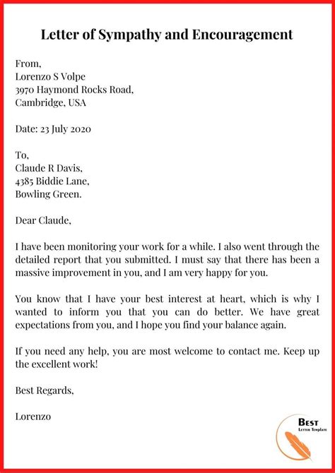 Sympathy Letter Template - Format, Sample & Examples