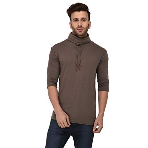 Buy Z-Allen Men's Cowl Neck T Shirts Raglan Sleeve Grey Steel Grey (S ...