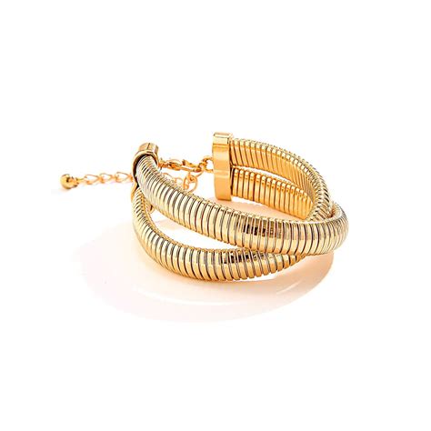 Just lil things artificial Gold Coil Wrap Bracelet – Modern Adjustable