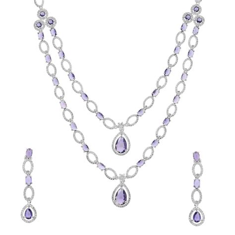 Sparkling Elegance Modern Royalty Layered American Diamond Necklace Se ...