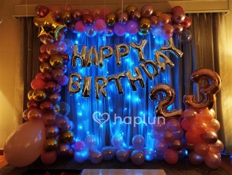 Romantic Garland Decoration With Net Background Light And Balloon