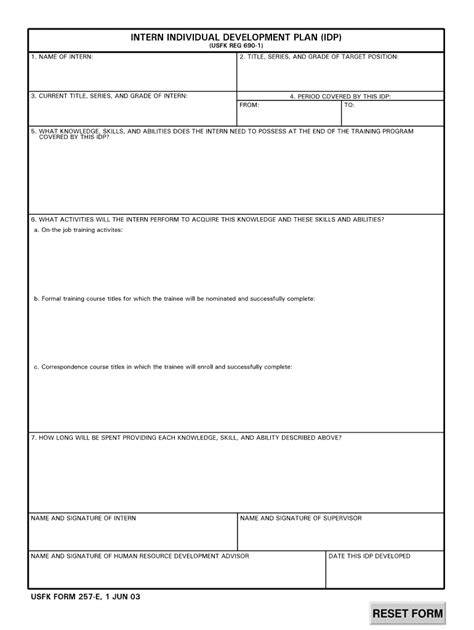 Fillable Online 8tharmy korea army INTERN INDIVIDUAL DEVELOPMENT PLAN ...