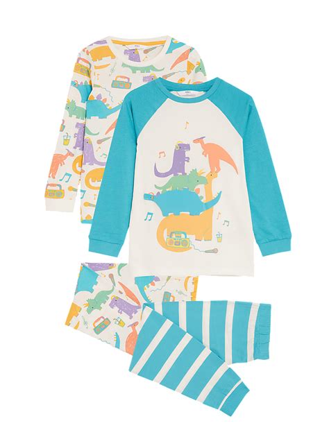 Buy 2pk Pure Cotton Dinosaur Pyjama Sets at Marks & Spencer