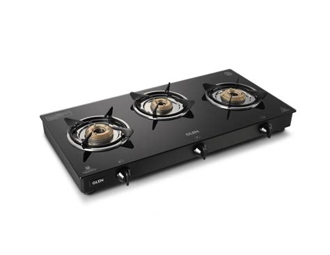 Glen 3 Burner Toughened Glass Top LPG Gas Stoves | Brass Burners ...
