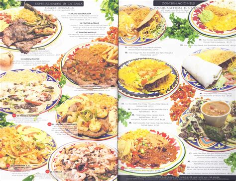 Menu at Taqueria Jalisco restaurant, Lubbock, Avenue Q