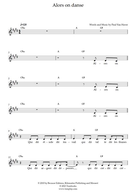 Alors on danse (스트로마에) - 보컬 악보