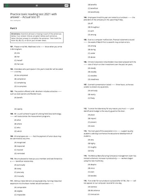 Image result for TOEIC Reading Practice Tests