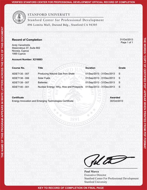 Stanford University Energy & Technology Innovation Certificate | PDF