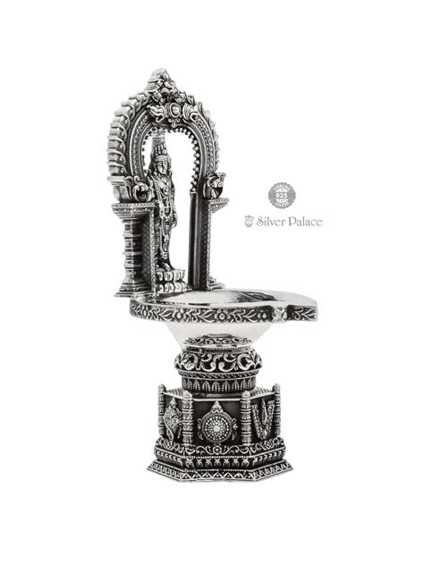 925 Antic Silver Vishnu Lamp With Sangu Sakkaram Namam Base Lamp ...