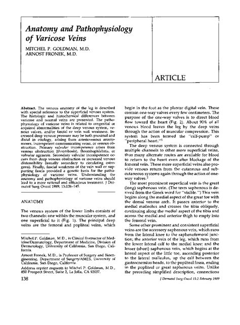 V15 - Varicose Veins: Pathophysiology, Symptoms, and Treatments - Studocu