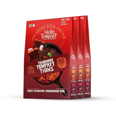Hello Tempayy Tandoori Tempeh Thins Value Pack Of 3 Protein Rich Heat ...