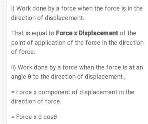 How is work done by a force measured when the force is at angle to the ...