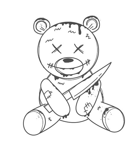 Premium Vector | Black bear with knife with drop dripping illustration ...