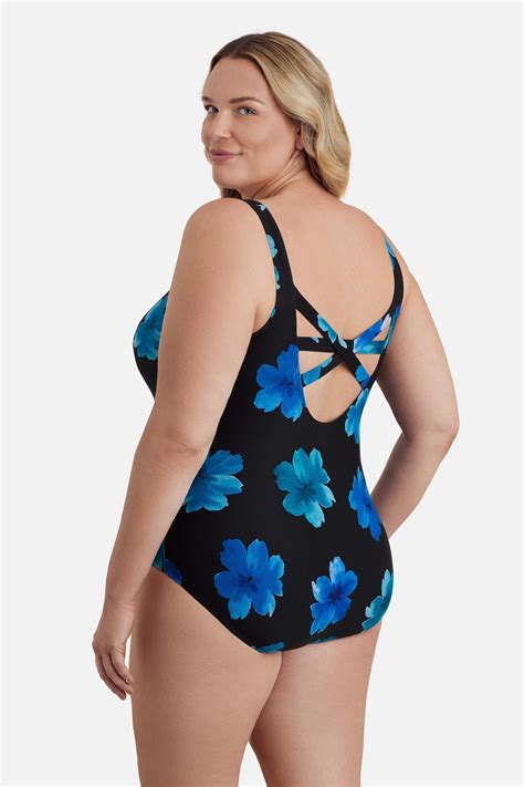 Longitude Plus Size Long Torso Butterfly Back Tank One Piece Tossed Flowers – Longitude Swim