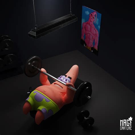 Spongebob Lifting Weights Black And White