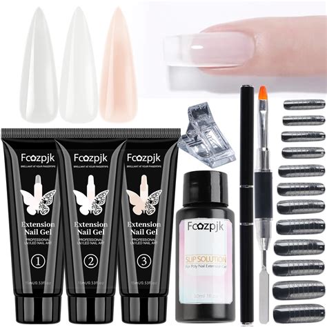 Buy Poly Extension Gel Nail Kit, Clear White Pink Builder Nail Gel Kit ...