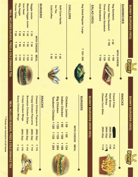 Menu at Bunny Burgers, Karnal, MXRM+GXR