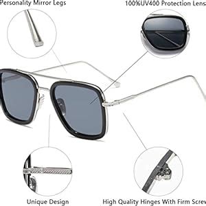 Buy Legend Eyewear Tony Stark Sunglasses Vintage Square Metal Frame for ...