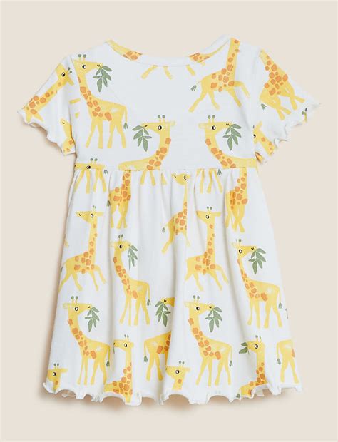 Buy Pure Cotton Giraffe Print Dress (0-3 Yrs) at Marks & Spencer