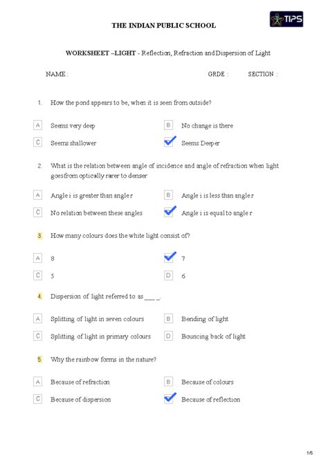 UNIT 3- Worksheet-MCQ - Physics worksheet - B D B D B D B D B D ...