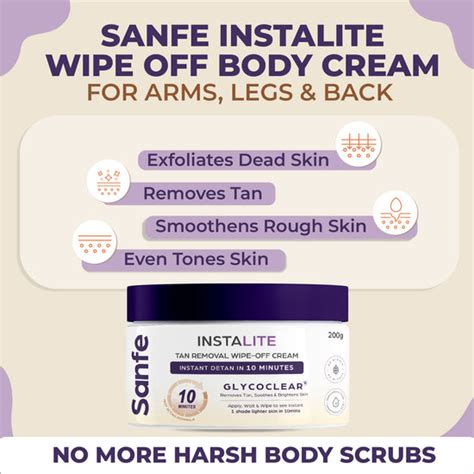 Sanfe Detan Body Cream 200gm | Instalite Wipe Off Cream 200 gm | With ...