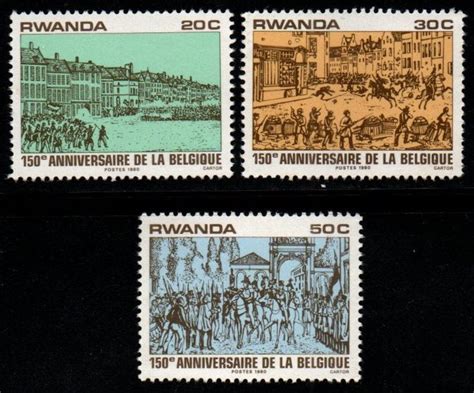 1980 Rwanda 150th Anniversary of Belgian Independence 3v MNH #FT-296 ...