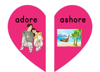 Heart-Two Syllable Rhyming Word Match by Cindy's Treasures | TPT