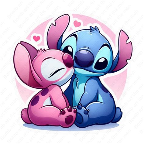 Stitch and Angel Kiss Clipart, Stitch and Angel Png, Transparent Design ...