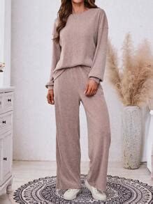 SHEIN LUNE Fall/Winter Women's Sweatsuits Sets Long Sleeve Crewneck Top ...