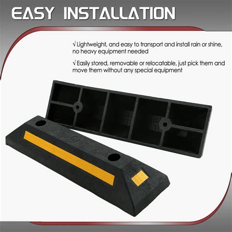 ATPEAM Rubber Curb Vehicle Floor Stopper Heavy Duty 2 Pack Black Parking Blocks Wheel Stop ...