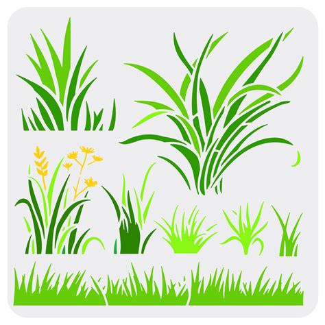 Buy FINGERINSPIREGrass Stencil for Painting 11.8x11.8inch Reusable Reed ...
