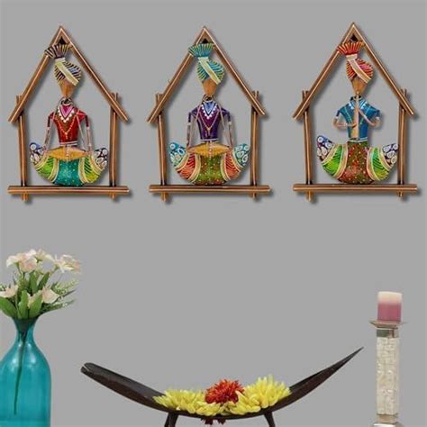 RSN 3 Rajasthani Hut Musicians Wall Hangings for Home Decoration, Metal ...