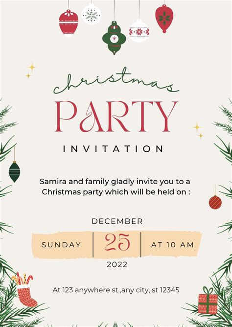 Christmas Party Invitation Templates | Template Samples