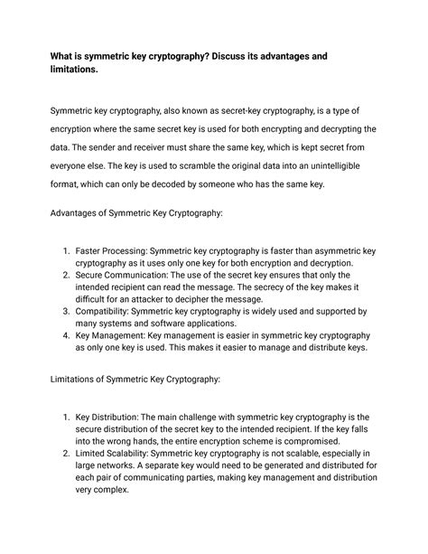 What is symmetric key cryptography Discuss its advantages and ...