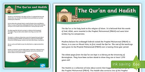 The Qur’an and Hadith Information Poster - RE - KS2 - Twinkl