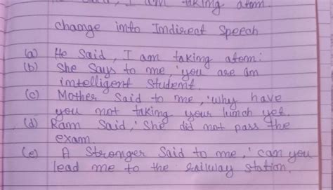 change into indirect speech.please give me answer fast - Brainly.in