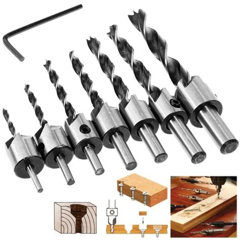5/8PCS Countersink Drill Bit Set HSS4241 Titanium Coated 90° Chamfer 3 ...