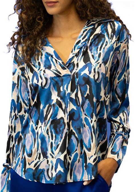 Adrienne Landau Onyx Women's V-Neck Big Sleeve Blouse | Belk