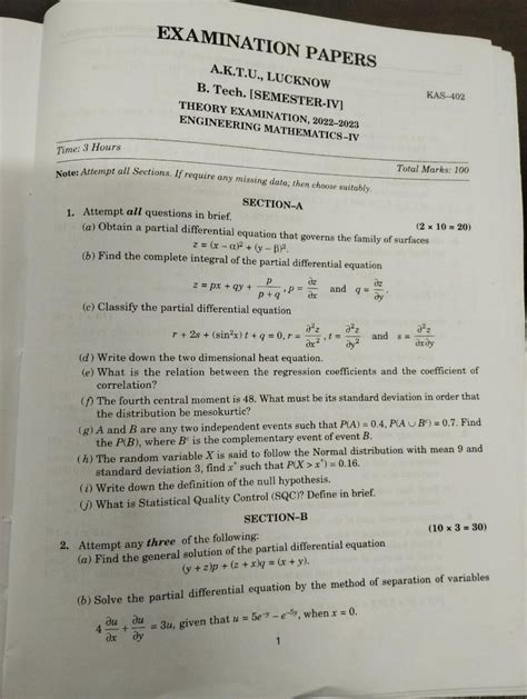 Pyq-Copy - Maths-Iv / Engg. Science Course - Studocu