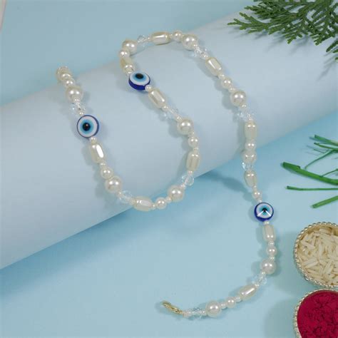 Evil Eye Pearl Beaded Wrap Around Bracelet
