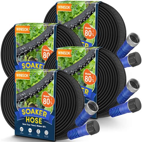 Winisok 200FT Thickened Flat Garden Soaker Hose - Heavy Duty Double ...