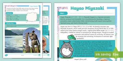 Hayao Miyazaki Fact File (teacher made) - Twinkl