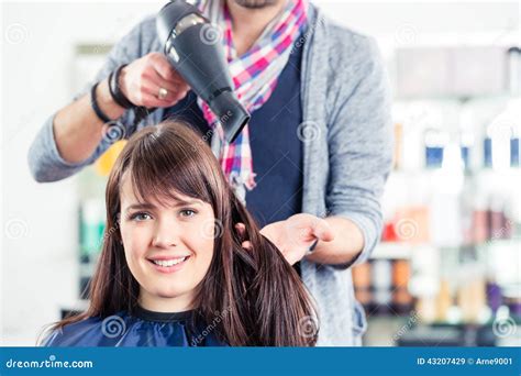 Hairdresser Blow Dry Woman Hair Stock Image - Image of professional ...