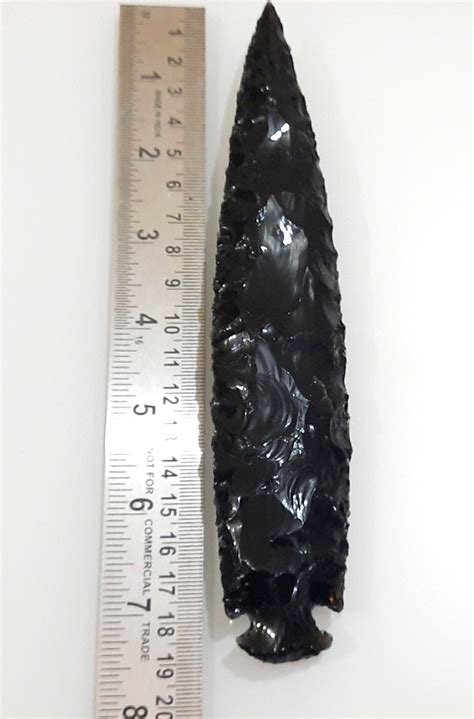 7 Inches Big Black Obsidian Arrowhead - NEWCRYSTALAGE