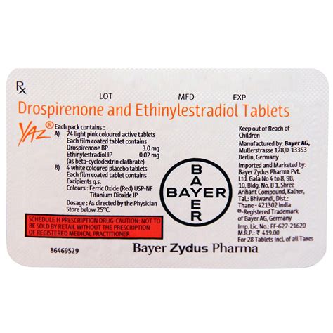 Yaz Tablet 28's Price, Uses, Side Effects, Composition - Apollo Pharmacy